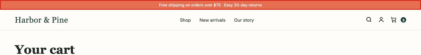 All page content should be contained by landmarks: the outlined element on /cart